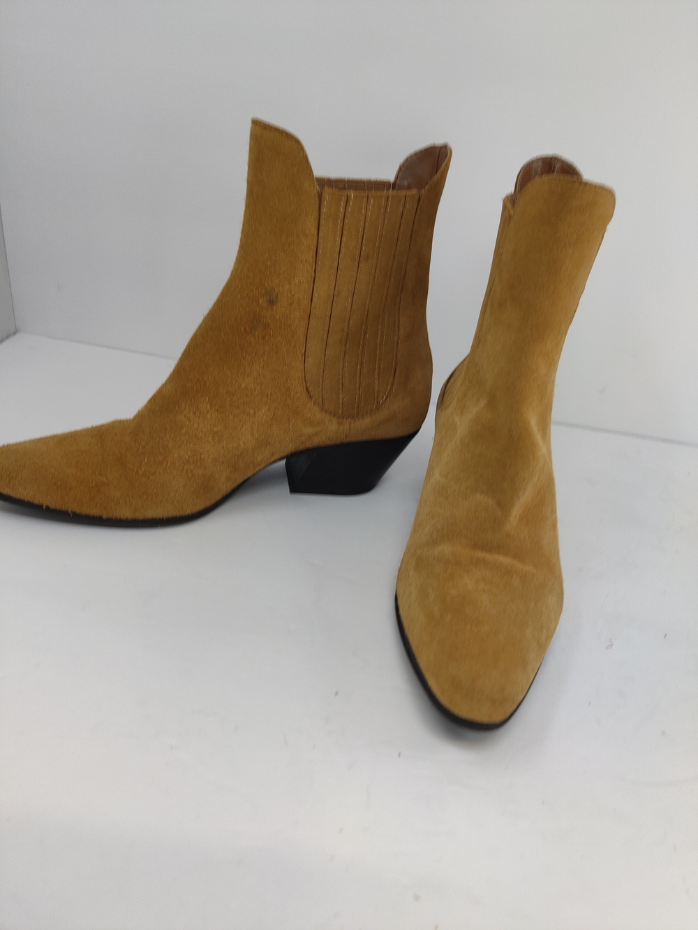 Zara Suede Cowboy Ankle Boots Camel Western Chelsea Cuban Heel Women’s 8 - Picture 16 of 16